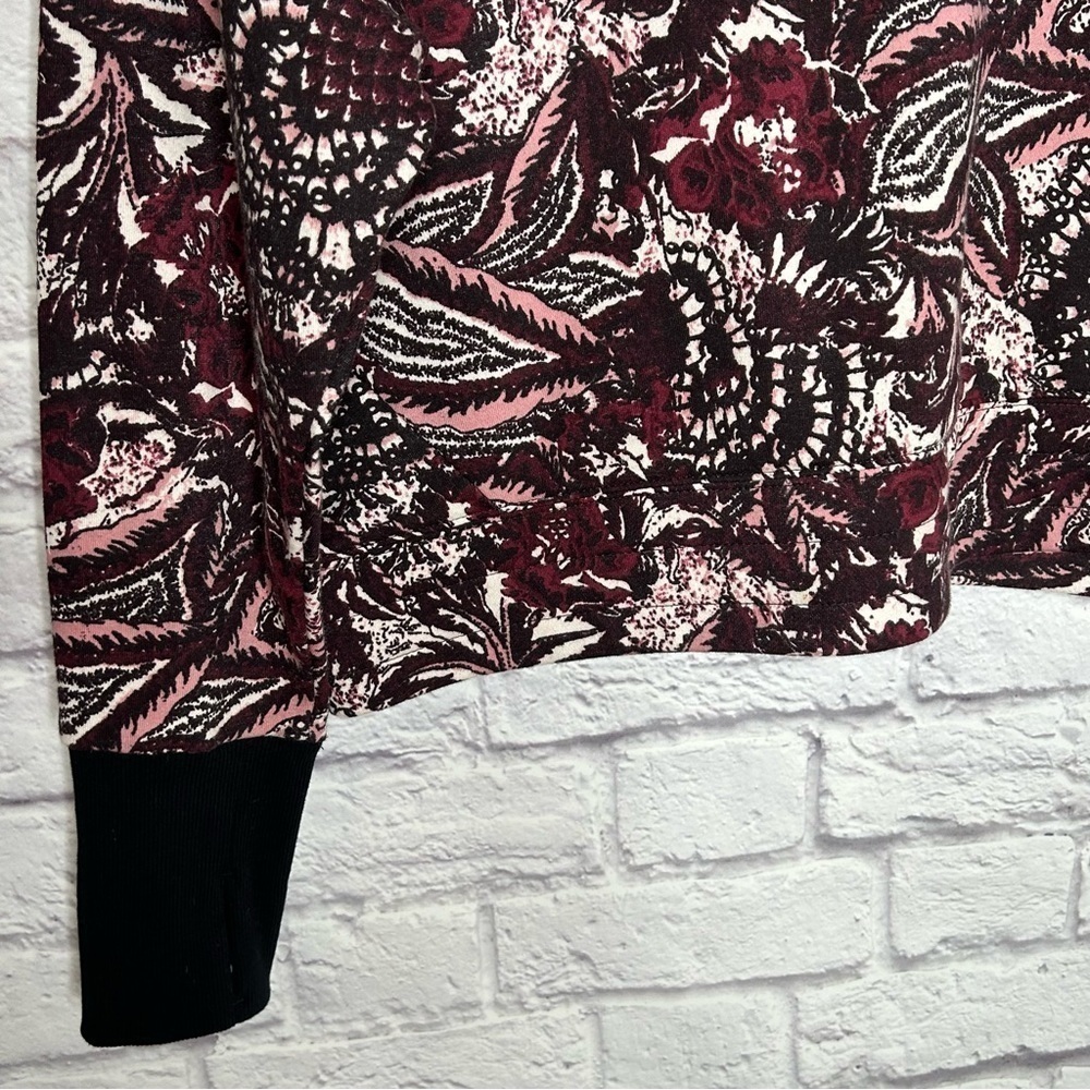 Joie Caliegh Cranberry Paisley Floral Semi Cropped Sweatshirt - Picture 10 of 15
